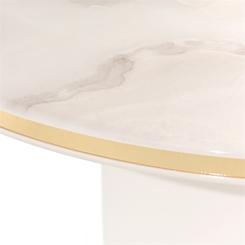 Gineverra Round Cocktail Table - Ivory/Gold