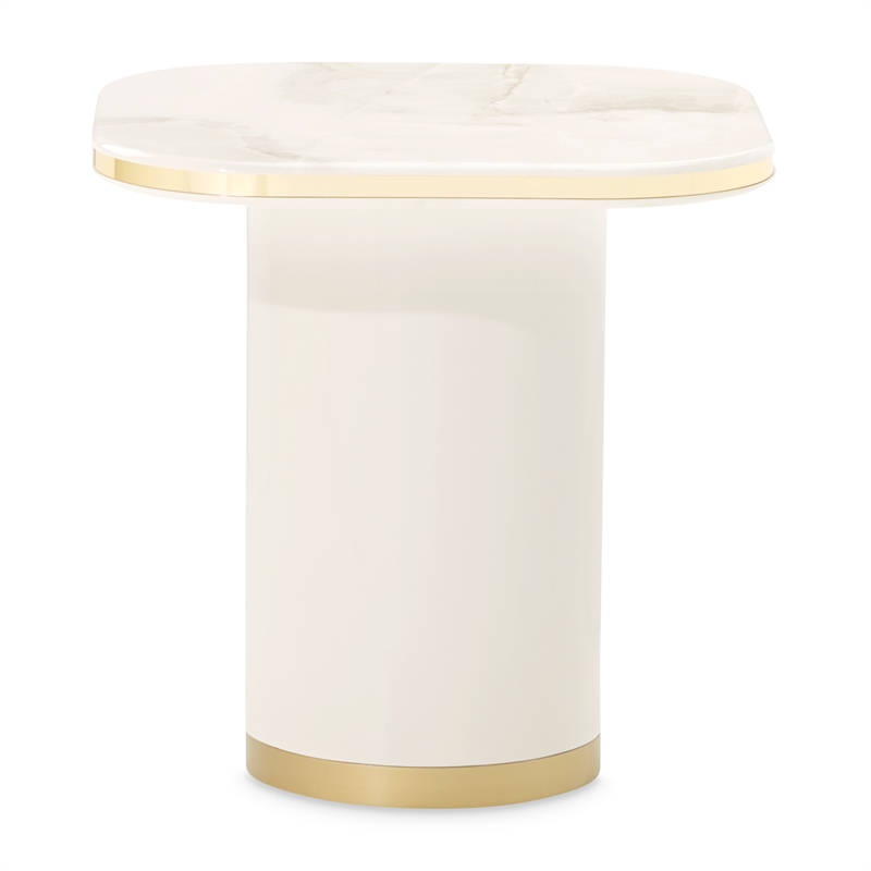 Gineverra Square End Table - Ivory/Gold