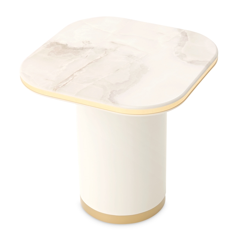 Gineverra Square End Table - Ivory/Gold