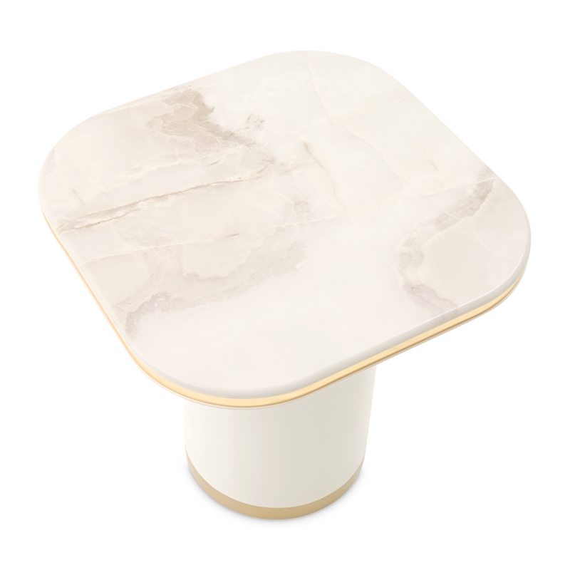 Gineverra Square End Table - Ivory/Gold