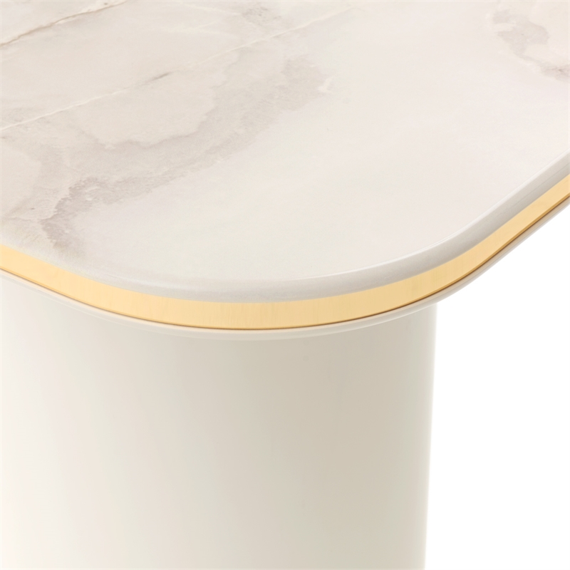 Gineverra Square End Table - Ivory/Gold