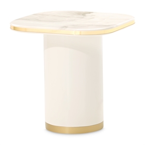 Gineverra Square End Table - Ivory/Gold