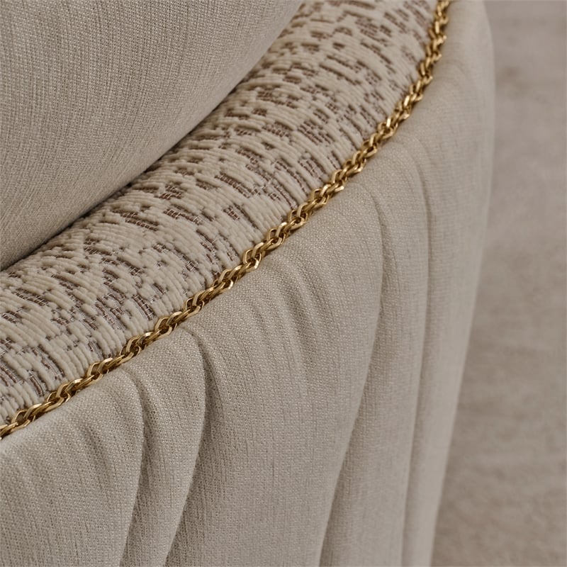 Gineverra Boucle 3-Seater Sofa - Biscotti/Ivory Gold
