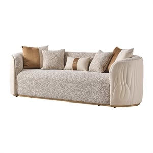 Gineverra Boucle 3-Seater Sofa - Biscotti/Ivory Gold