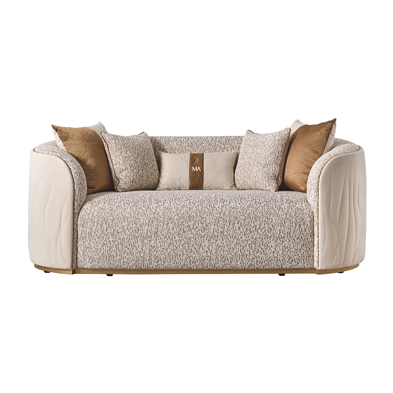 Gineverra Boucle 2-Seater Loveseat - Biscotti/Ivory Gold