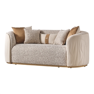 Gineverra Boucle 2-Seater Loveseat - Biscotti/Ivory Gold