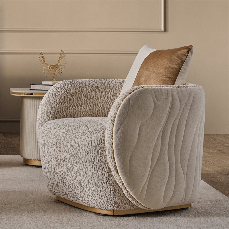 Gineverra Boucle Accent Chair - Biscotti/Ivory Gold
