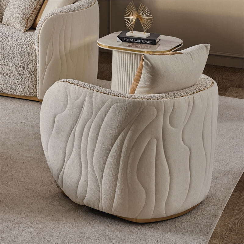 Gineverra Boucle Accent Chair - Biscotti/Ivory Gold