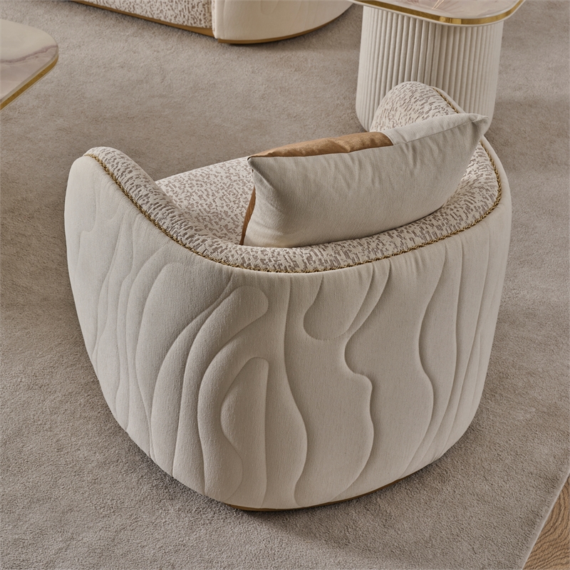 Gineverra Boucle Accent Chair - Biscotti/Ivory Gold