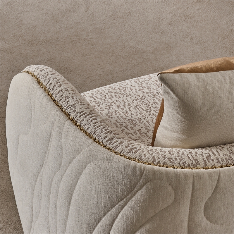 Gineverra Boucle Accent Chair - Biscotti/Ivory Gold