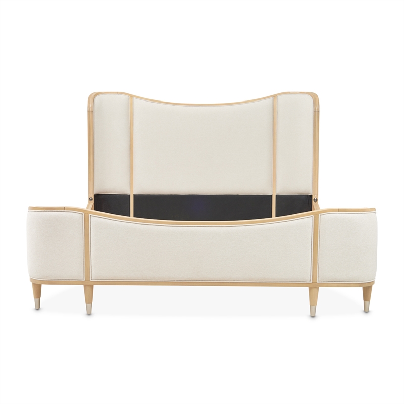 Camellia Field King Size Curved Chenille Bed - Cornsilk/Caramel