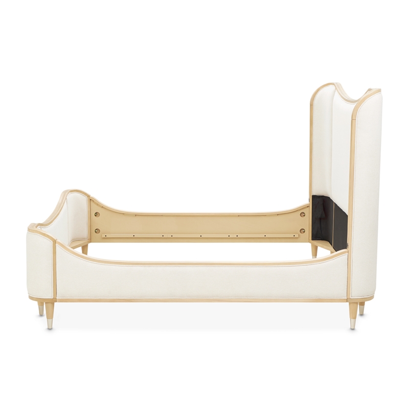 Camellia Field King Size Curved Chenille Bed - Cornsilk/Caramel
