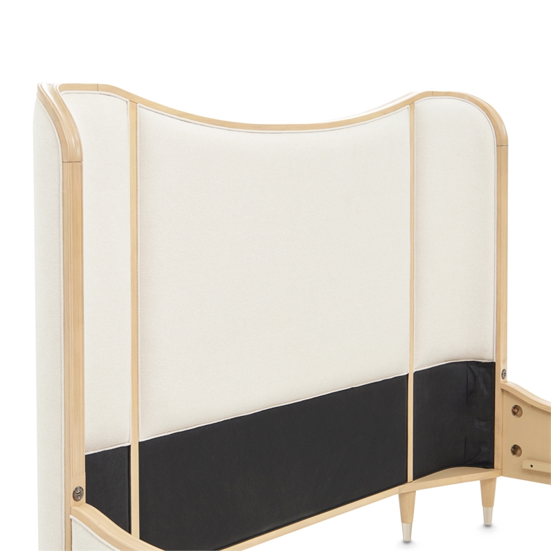 Camellia Field King Size Curved Chenille Bed - Cornsilk/Caramel