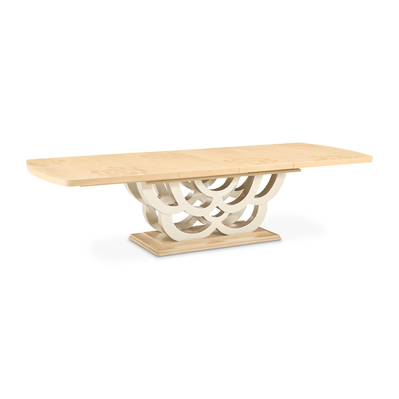 Camellia Field Extendable Pedestal Dining Table - Caramel