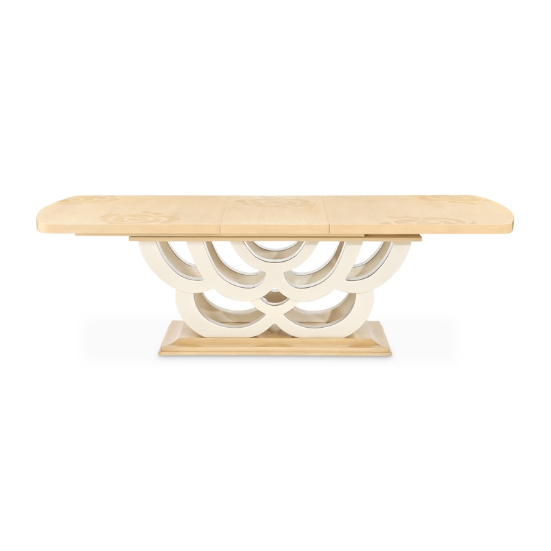 Camellia Field Extendable Pedestal Dining Table - Caramel