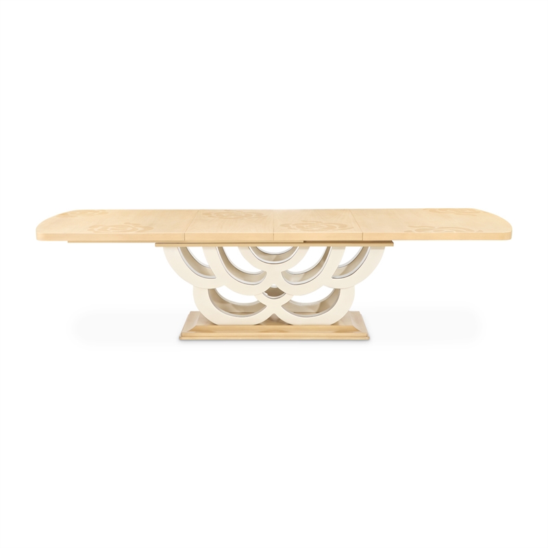 Camellia Field Extendable Pedestal Dining Table - Caramel
