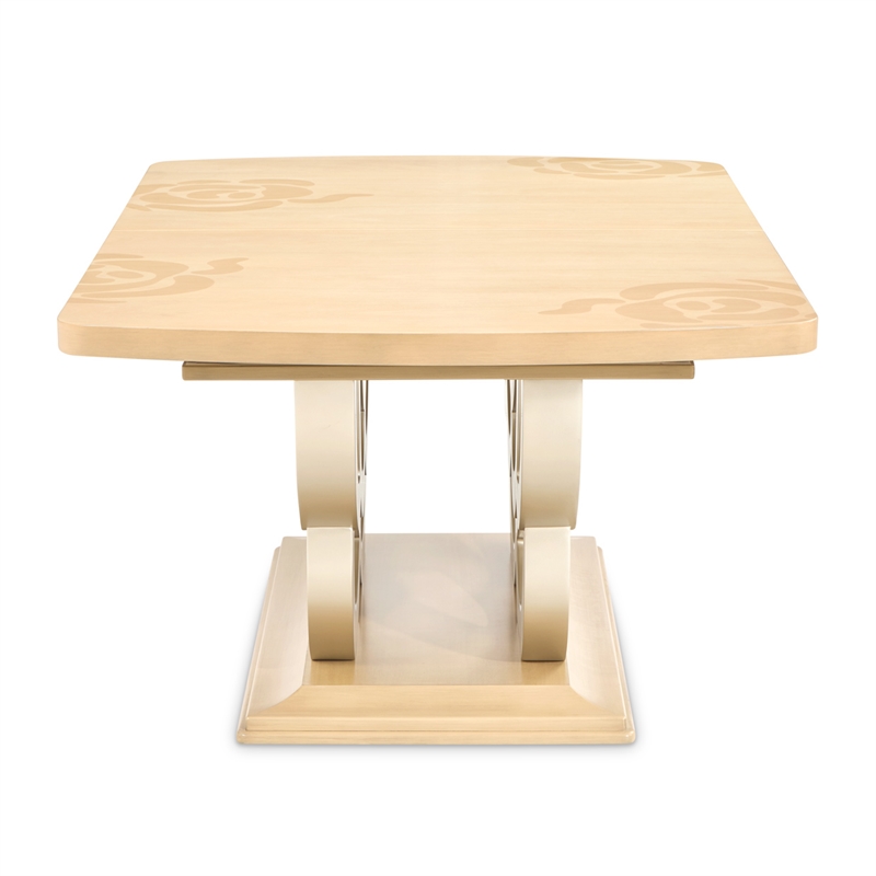 Camellia Field Extendable Pedestal Dining Table - Caramel