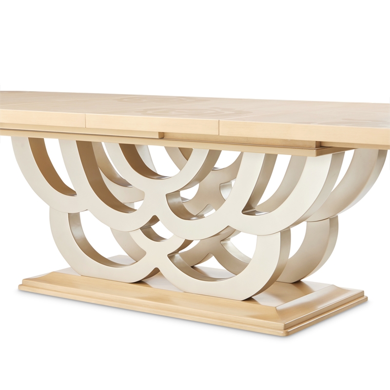 Camellia Field Extendable Pedestal Dining Table - Caramel