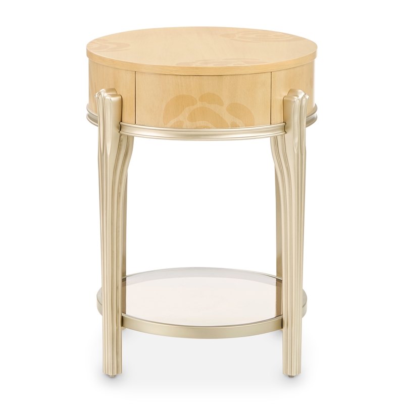 Camellia Field Oval End Table with Drawer - Caramel