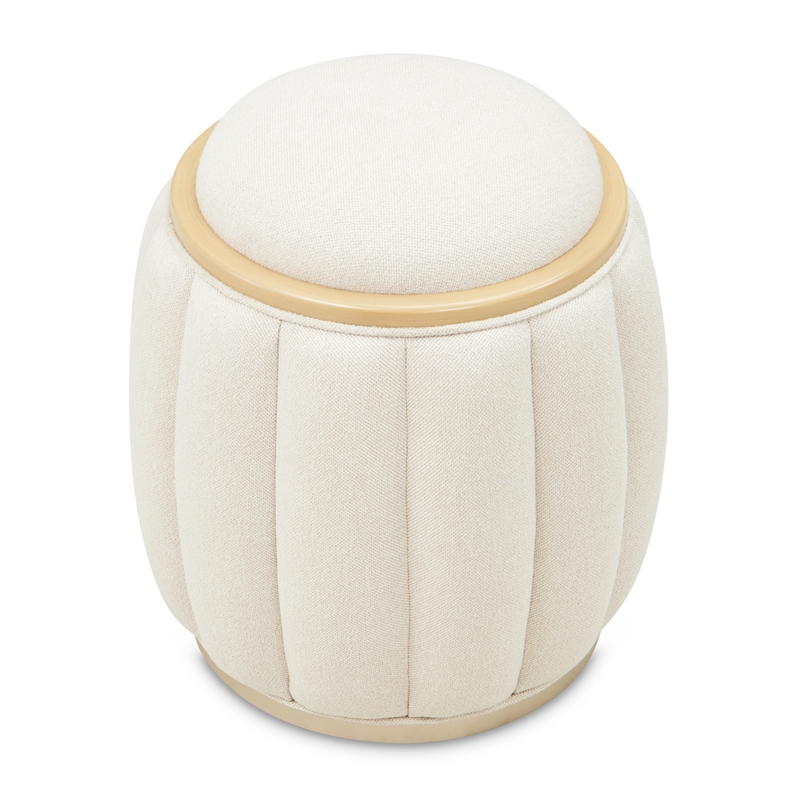 Camellia Field Round Accent Bench - Cornsilk/Caramel