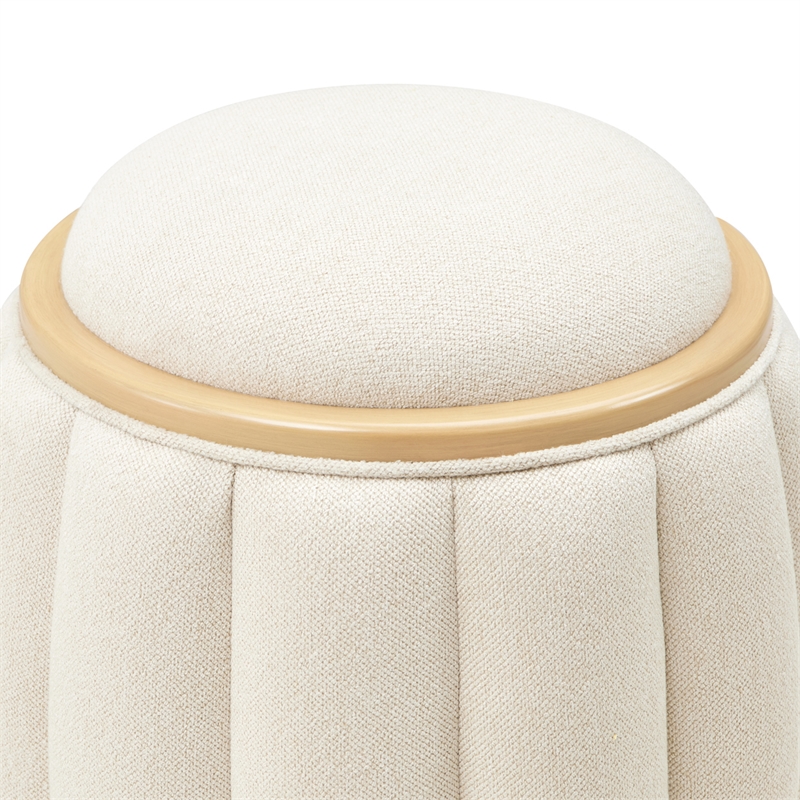 Camellia Field Round Accent Bench - Cornsilk/Caramel