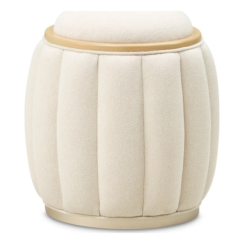 Camellia Field Round Accent Bench - Cornsilk/Caramel