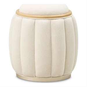 Camellia Field Round Accent Bench - Cornsilk/Caramel