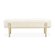 Camellia Field Chenille Accent Bench - Cornsilk/Champagne