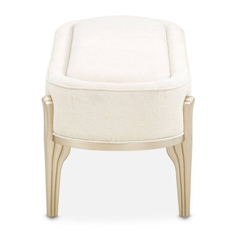 Camellia Field Chenille Accent Bench - Cornsilk/Champagne