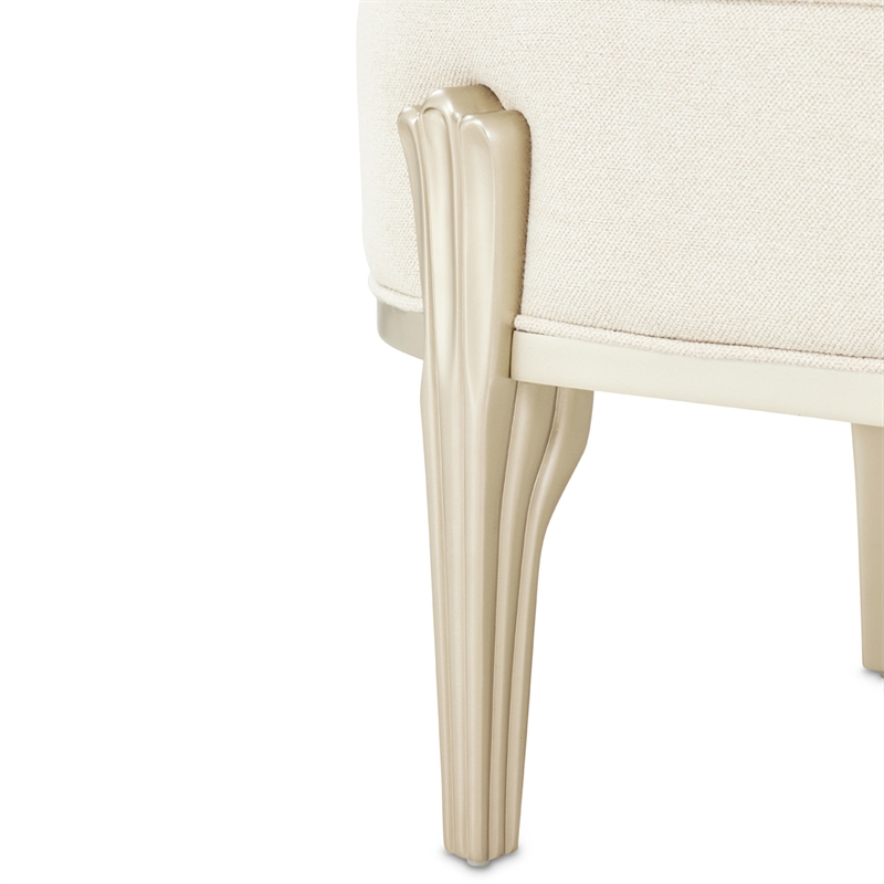 Camellia Field Chenille Accent Bench - Cornsilk/Champagne