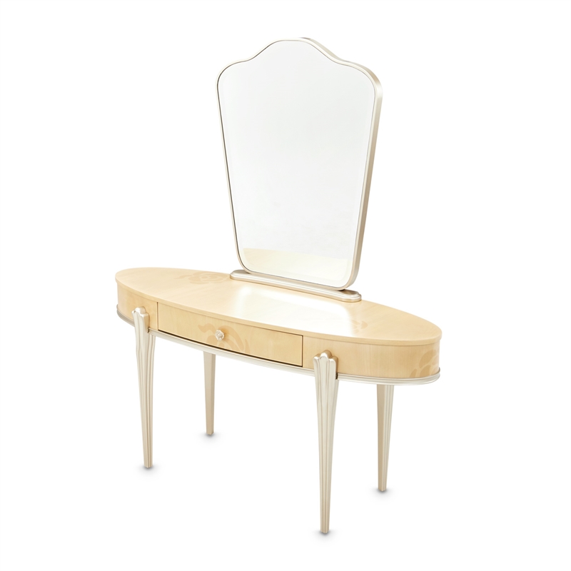 Camellia Field Vanity Set with Mirror and Chair - Caramel