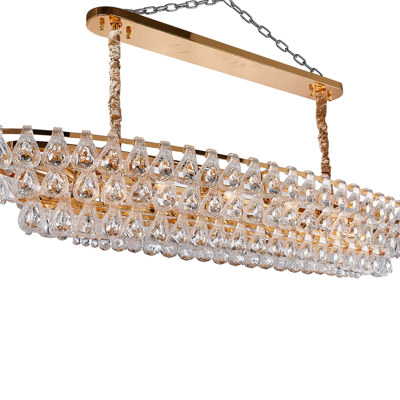 Gala 14-Light Rectangular LED Chandelier - Gold