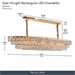 Gala 14-Light Rectangular LED Chandelier - Gold