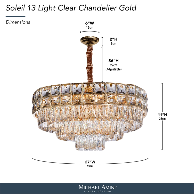 Soleil 13-Light Crystal Chandelier - Gold