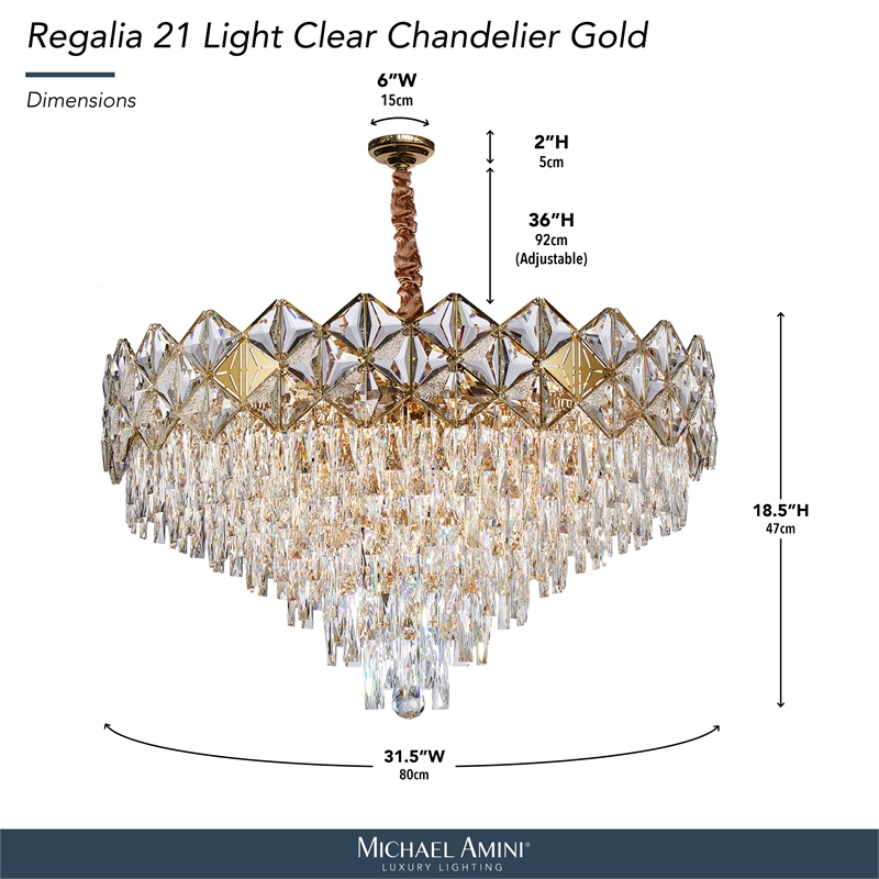 Regalia 21-Light Crystal Chandelier - Gold