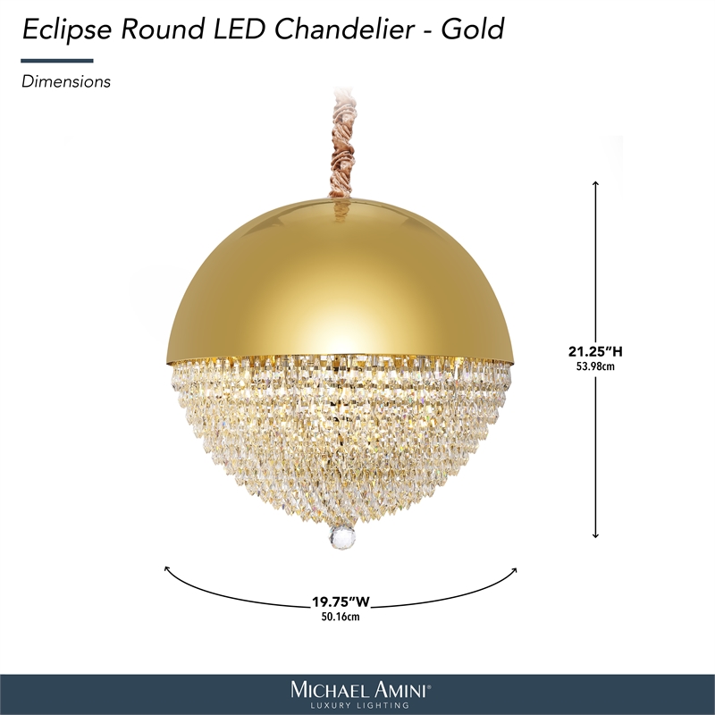 Eclipse LED Crystal and Metal Chandelier - Gold