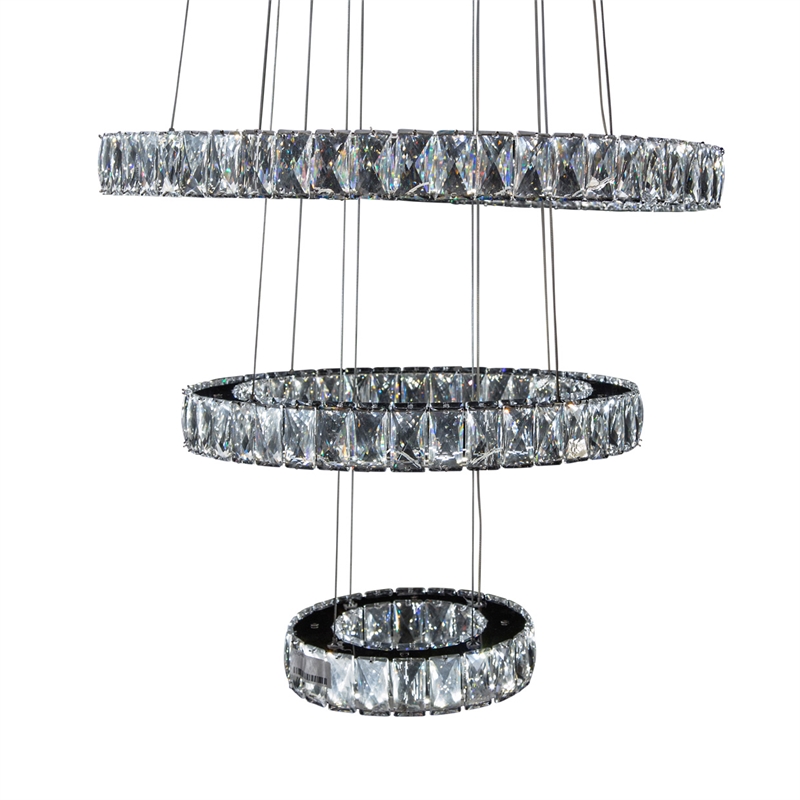 Asteroids 3-Ring Modern LED Crystal Chandelier - Chrome