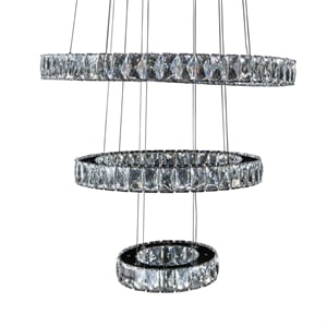 Asteroids 3-Ring Modern LED Crystal Chandelier - Chrome