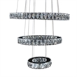 Asteroids 3-Ring Modern LED Crystal Chandelier - Chrome