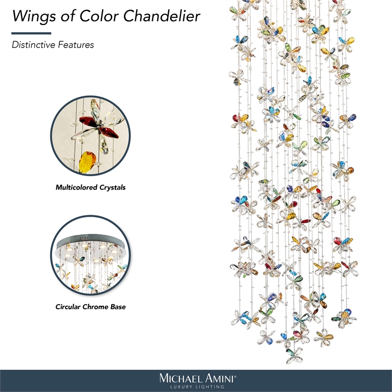 Wings of Color Crystal LED Chandelier