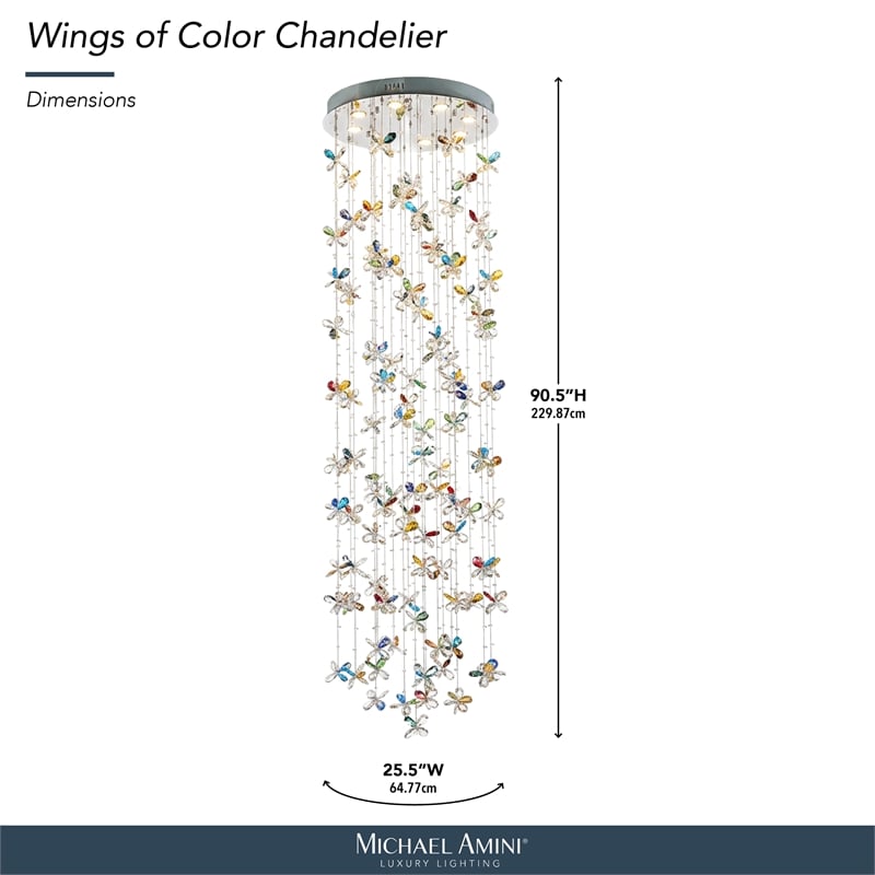 Wings of Color Crystal LED Chandelier