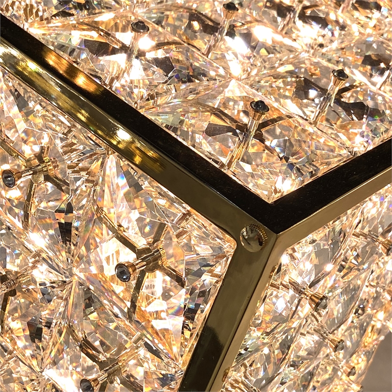 Cubes Modern Crystal Chandelier - Gold