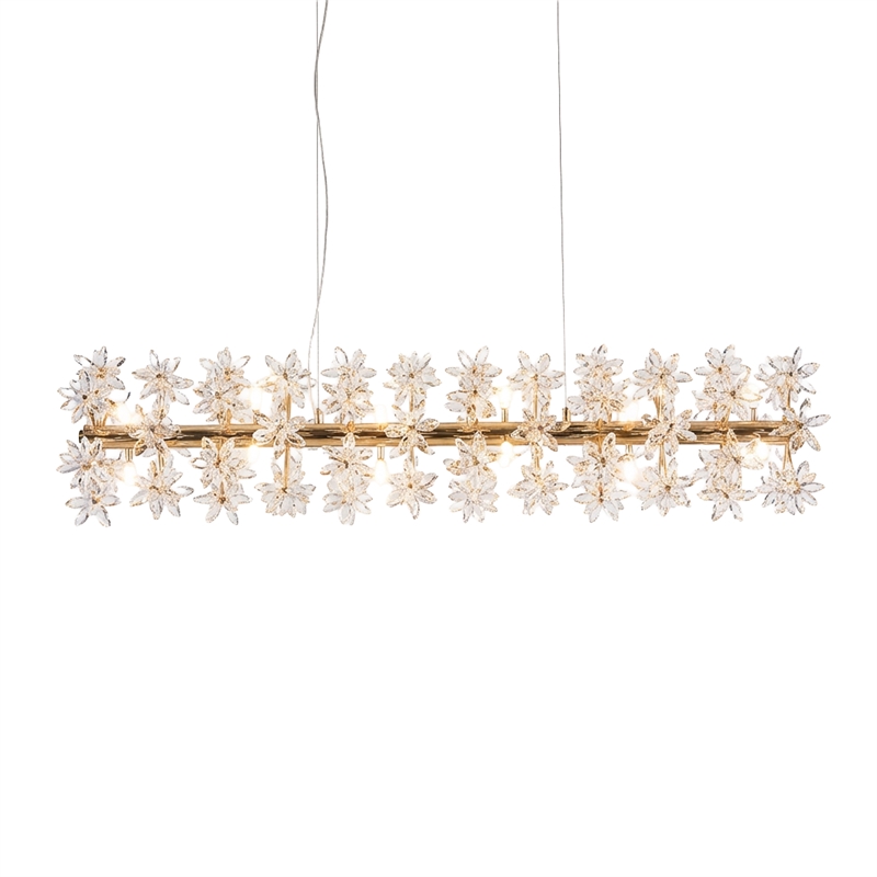 Bouquet 18-Light Rectangular Crystal Chandelier - Gold