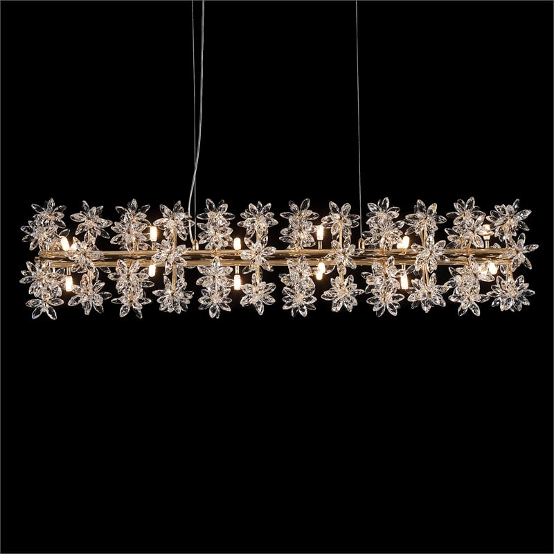 Bouquet 18-Light Rectangular Crystal Chandelier - Gold