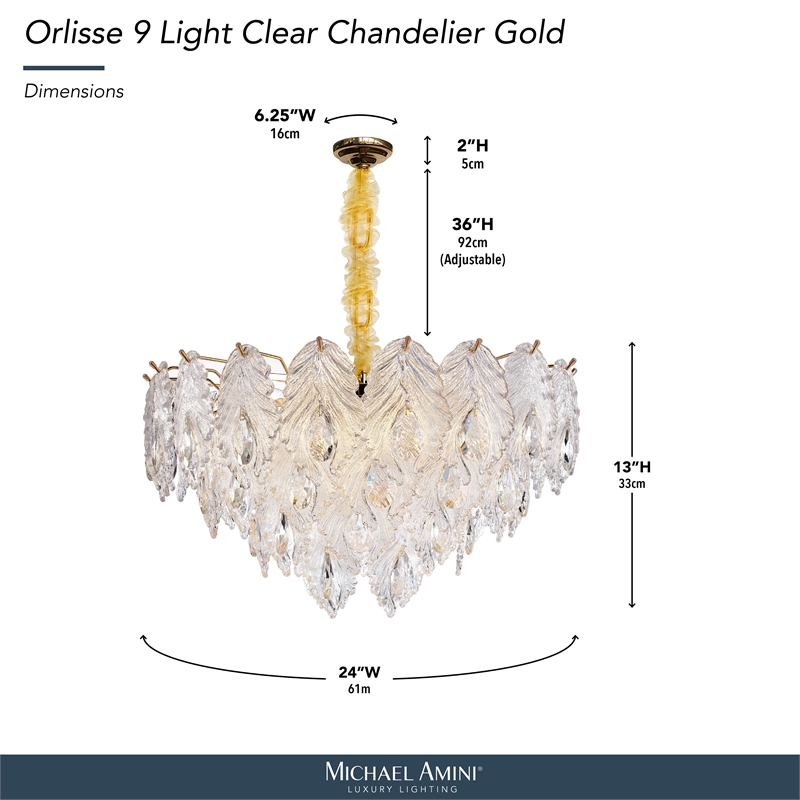 Orlisse 9-Light Acrylic Chandelier - Gold