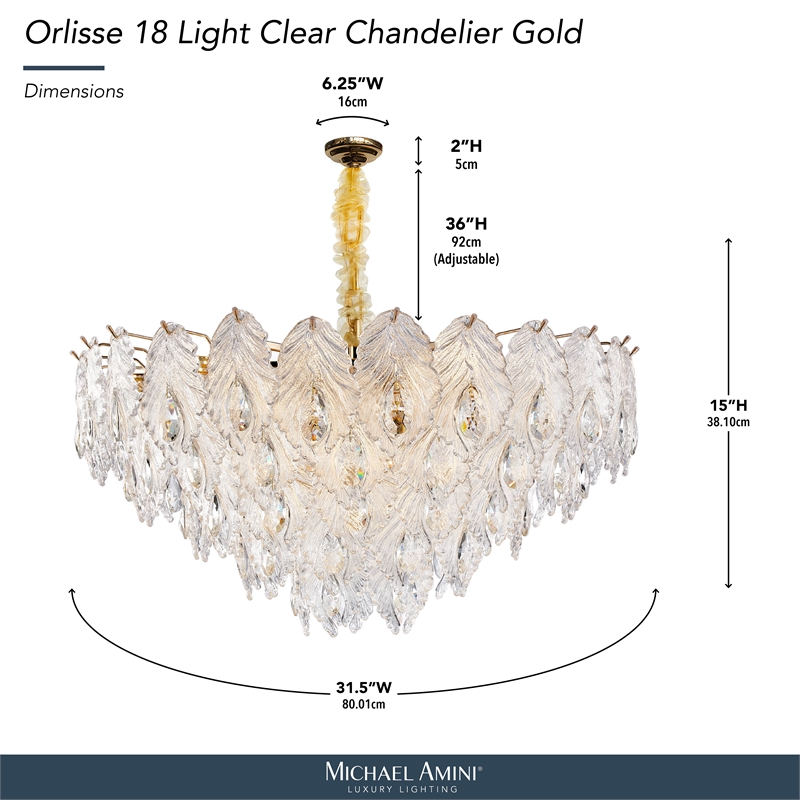 Orlisse 18-Light Acrylic Chandelier - Gold