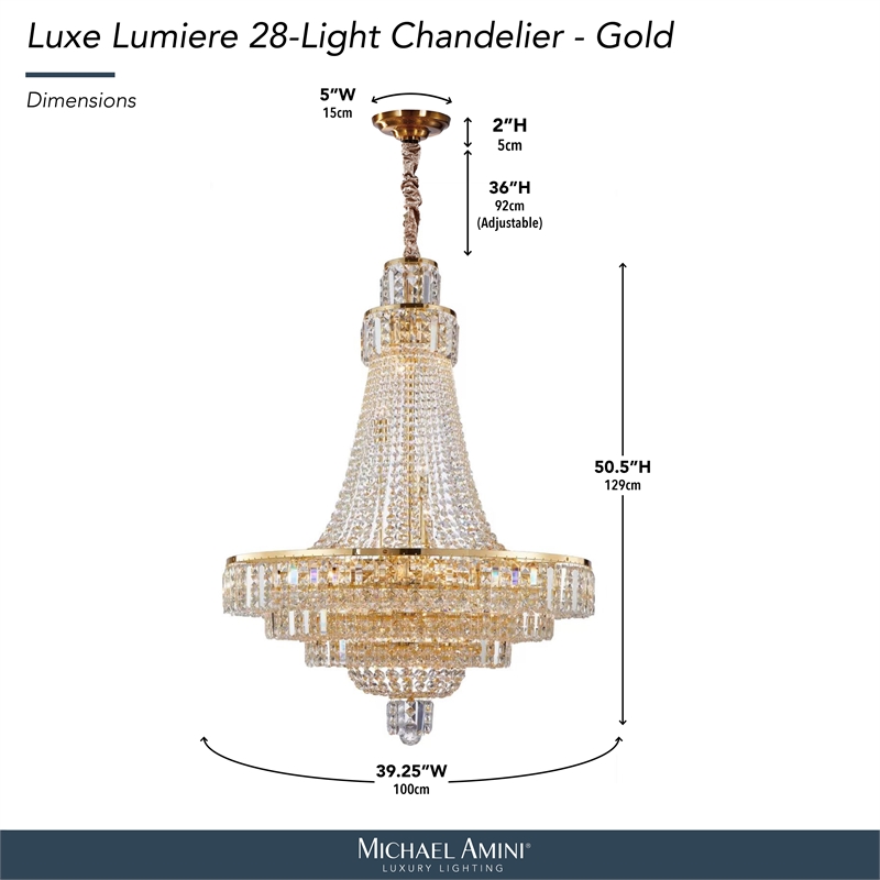Luxe Lumiere 28-Light Crystal Chandelier - Gold