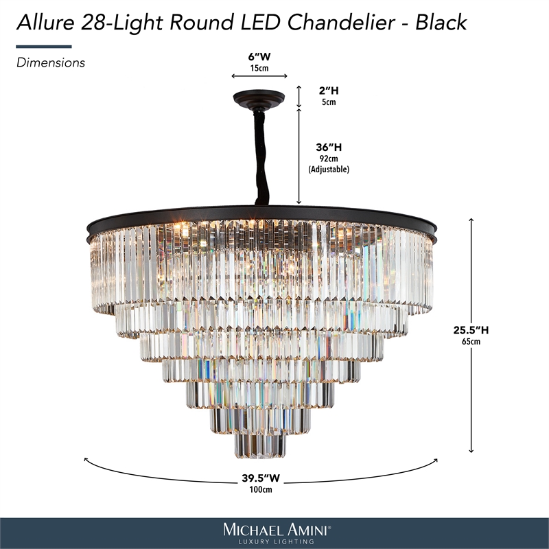 Allure 28-Light Round Crystal Chandelier - Matte Black
