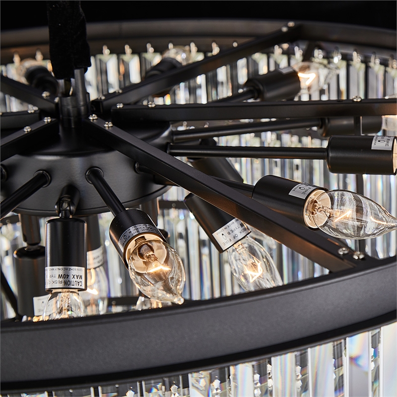 Allure 28-Light Round Crystal Chandelier - Matte Black