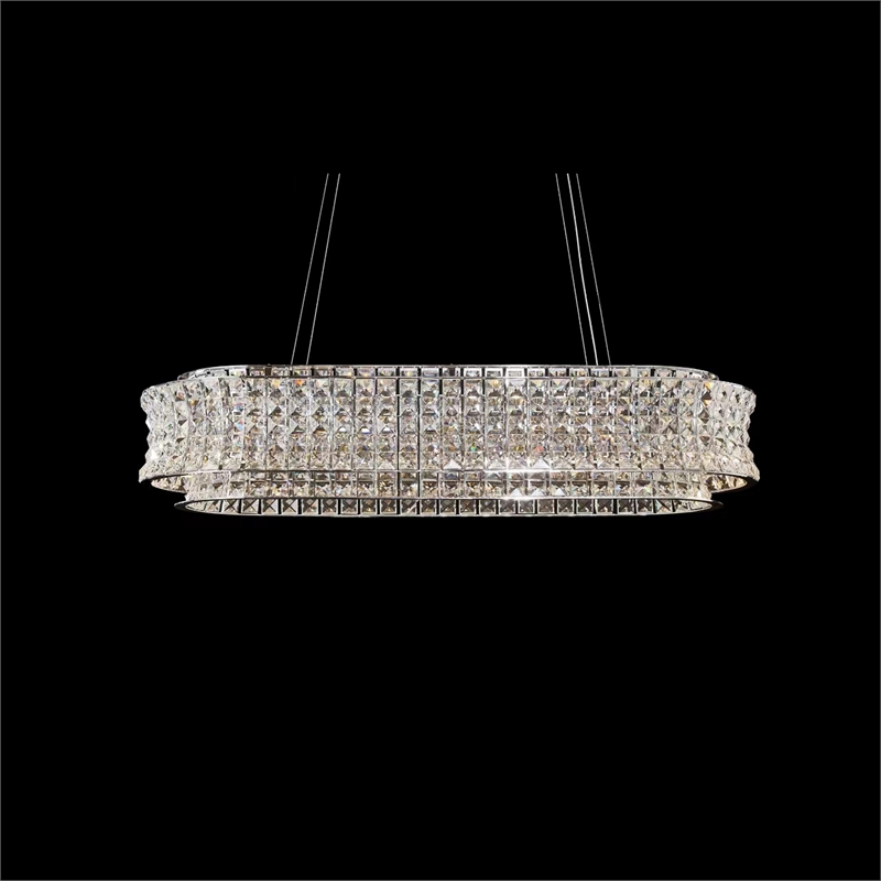 Galaxy Oval LED Crystal Chandelier - Chrome